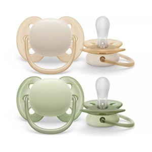 Cumlík Avent Ultra Soft 0-6m 2ks/Béžový&zelený